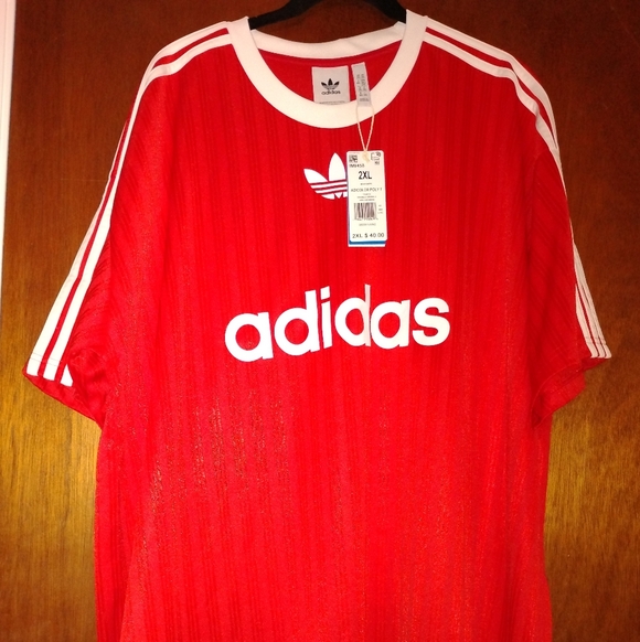 adidas Other - ADIDAS ADICOLOR TREFOIL POLY TEE SCARLET/WHITE